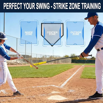 54" Baseball Hitting Stick Training Aid: Realistic Stitch Batting Trainer for Softball & Baseball Swing Mechanics - Improving Hand-Eye Coordination - High-Durability Grip Handle