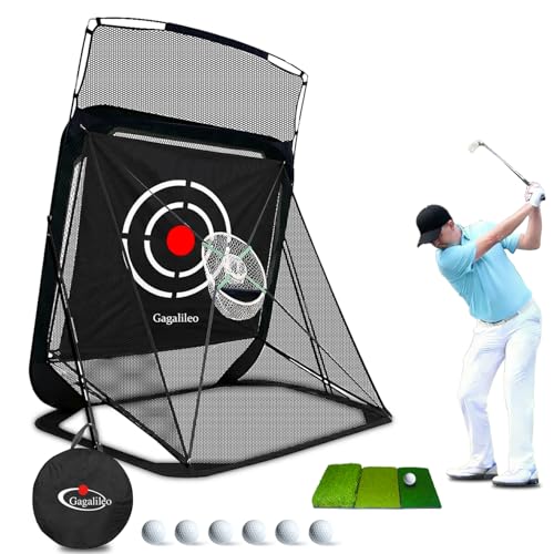Gagalileo Pop Up Golf Net: Drving Practice Cage with Target Portable Backyard Garage Training Chipping Swing Gift for Golfers Men Beginners Professional