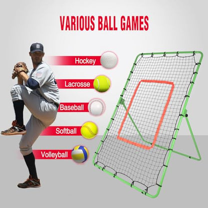 Baseball Rebounder Net,6x4FT Adjustable Pitch Back Baseball Rebounder for Softball Lacrosse, Pitching Throwing Catching Trainer Gifts