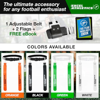 Flag Football Set, Adjustable Flag Football Belts for Youth, Kids & Adults with 1 Belt & 2 Flags (White)