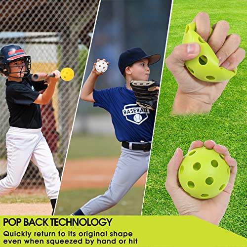 Plastic Practice Baseballs 9 inch with Mesh Bag [Anti-Crack] Soft Training Baseball Balls Hitting Batting Indoor Outdoor Lightweight Hollow for Team Drills Coaching - color: White 6 Pack