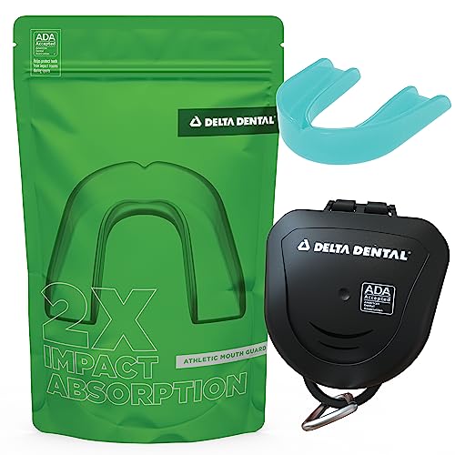Delta Dental Athletic Sports Mouth Guard - ADA Accepted - 2X The Impact Absorption - Works with Braces 1 Pack No Strap (Adult, Aqua No Strap) - color: Aqua, size: Adult