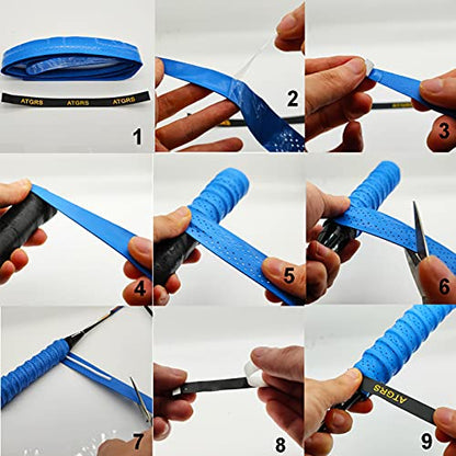 Tennis Grip Tacky Tennis Racket Grip Tape Absorbent Anti-Slip Tennis Overgrip for Tennis Badminton Pickleball Racquet Handle Grip with Damping Ridges Overgrips (Royal Blue)