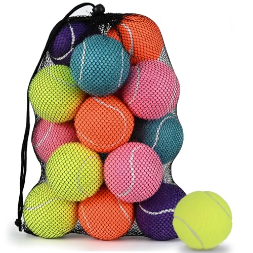 INSUM Bulk Tennis Balls for Beginner – 20/30/60/120 Pack High Elasticity Practice Tennis Balls with Mesh Bags, Portable for Pet Dog Outdoor Playing, Training, Fetching - color: Mixed, style: 20PK