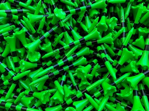 Premium USA Golf Tees – 3¼" or 2¾" Durable Plastic Performance Tees (100 Pack) – Made in USA – Bulk Value Pack - color: Citrus Green, size: 2 3/4