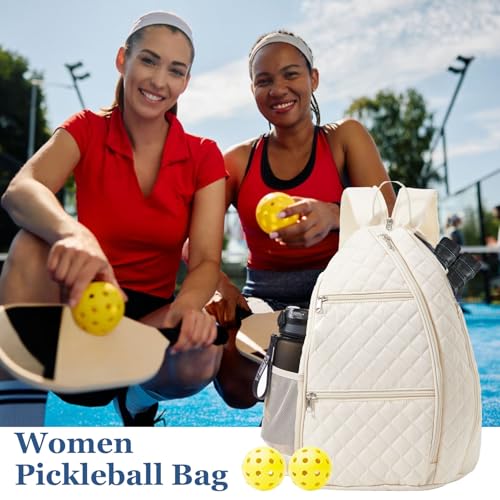 Pickleball Bag for Women Pickelball Backpack Large Quilted Sling Bags, Holds Pickleball Paddles Tennis Racket