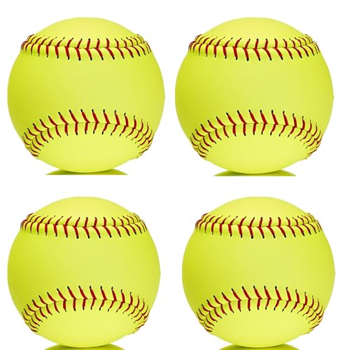 Official Size 12" Softballs - Fastpitch Practice & Training Balls, Leather Covered
