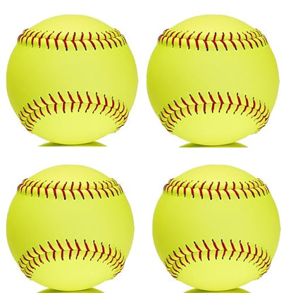 Official Size 12" Softballs - Fastpitch Practice & Training Balls, Leather Covered
