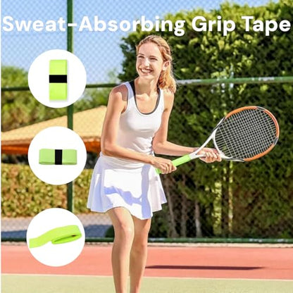 12 /6PACK Tennis Racket Griptape, Racket Grip Tape, Tennis Wrap Grip Tape,Grip Tape for Handles Fits Tennis/Badminton/Squash Rackets (Green/White/Black)