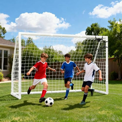 MOPHOTO Soccer Goal for Backyard, 6x4ft/8X6ft/10X6.5ft/12X6ft PVC Soccer Goal with Training Cones & Target Net, Lightweight Soccer Practice Net for Teens - size: 10x6.5ft, style: Foldable