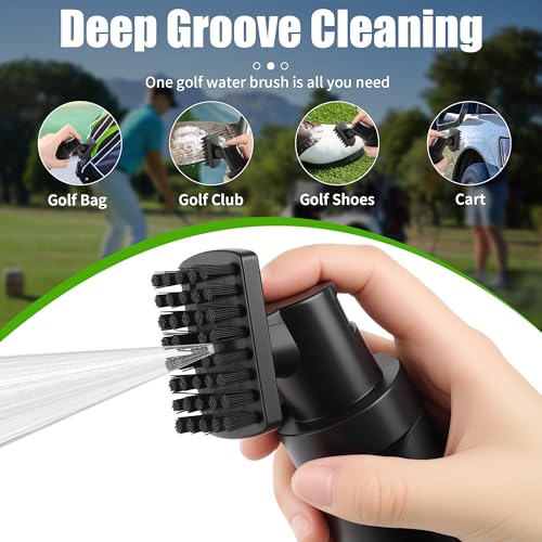 Golf Clubs Cleaning Kits, Golf Brush and Towel, Club Cleaner Accessories with Retractable Squeeze 5 oz Water Bottle, Groove Scrubber Cleaner for Golf Cart Accessories Gift Stuff for Men Women