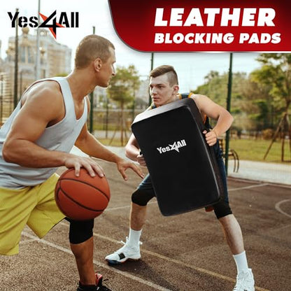 Yes4All Blocking Pad, Solid Rivets & Durable Leather Shield Pads, American Football. Basketball Training Equipment, Football Blocking Pads - Ideal for Martial Arts, Contact Drills, Sparring, Karate - color: Blocking Pad - 1PCS