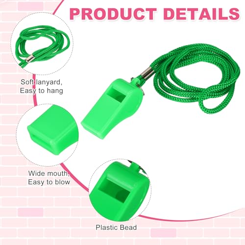 Whistles with Lanyard, Training Sports -Fitting for (Coaches/Referee/Outsides/Team Events) - color: Green
