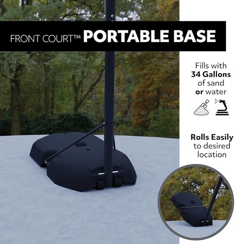 Lifetime Portable Basketball Hoop, 50 Inch Shatterproof Fusion Backboard, Adjustable Height 8-10 Ft, Broomstick Adjust, Base with Wheels, Slam-It Rim