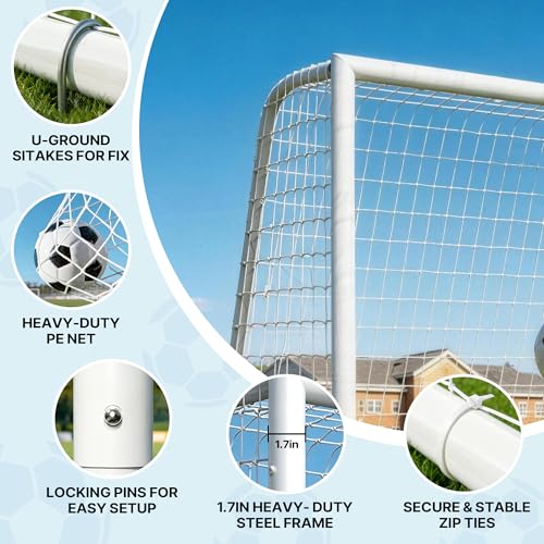 6×4FT Soccer Goal for Backyard,Sturdy Metal Frame Soccer Goal with Target Net, Shooting Target & 12 Training Cones,Outdoor Full Size Soccer Goals Training Equipment for Kids Teens Adults - size: 6FTx4FT