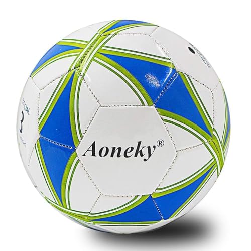 Aoneky Soccer Ball with Pump - color: 1 Pack with 1 Pump - White/Blue/Green, size: 5