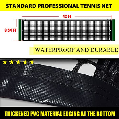 Tennis Net 42FT Professional Heavy Duty Nylon Net, Compatible with All Standard Tennis Posts, Included Indoor Outdoor Court - style: single-layer tennis net