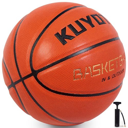 KUYOTQ Kids Toddler Youth Adult Size (3~7) Basketball Thickened Rubber or Leather Small Mini Basketball Soft Touch in & Outdoor Wear Resistant Basketball for Boys Girls Basketball Gifts (Deflated)