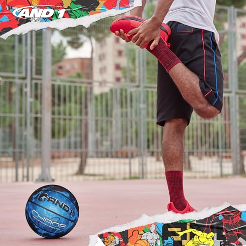 AND1 Chaos Basketball: Official Regulation (29.5 inches) Rubber - Deep Channel Construction Streetball, Made for Indoor Outdoor Basketball Games - color: Black Hole