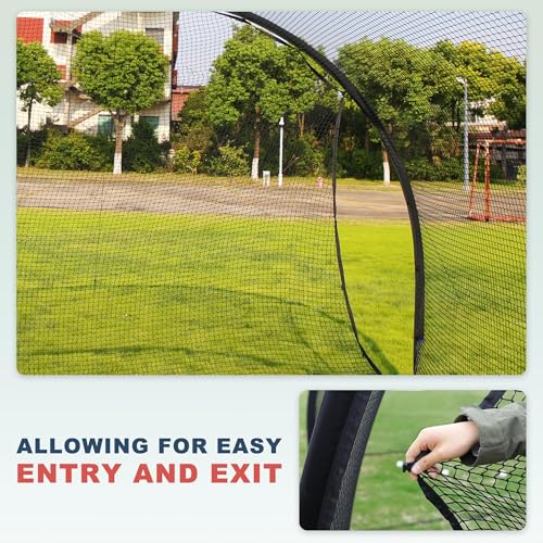 SHANTRA Batting Cage with Frame and Net, 13/22/30FT Baseball Batting Cage for Backyard, Baseball & Softball Hitting Cage Netting for Outdoor Hitting & Pitching Practice, Softball Baseball Cage - style: 22×13×9ft,Enclosed Door