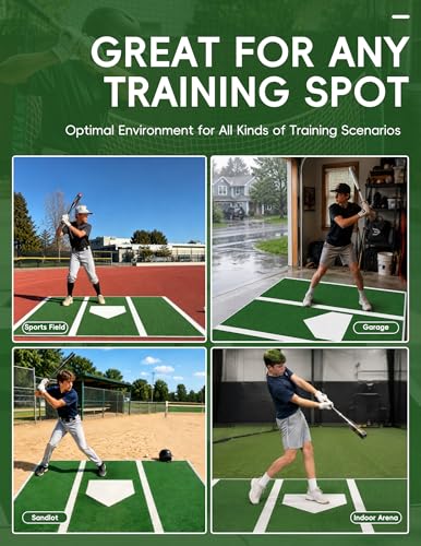 4 x 6.5 ft Baseball Hitting Mat with Home Plate, Soft-Touch Velvet Surface Softball Mat for Backyard Batting Cage, Indoor Outdoor Softball and Baseball Practice