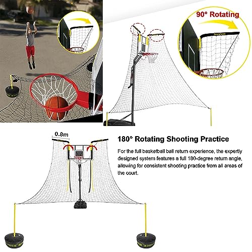 Basketball Hoop Returner Return Attachment Shot NET 4.8mX4.8m Polyester Net Shooting Practice Aid with and - Support