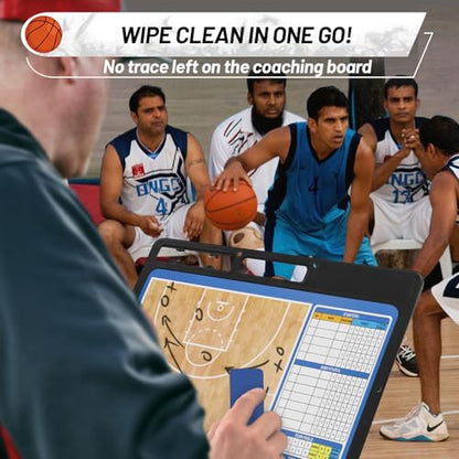 Dry Erase Basketball Clipboard for Coach, Premium Tactical Basketball Coaching Board, Double Sides Full & Half Court Dry Erase Board with Marker