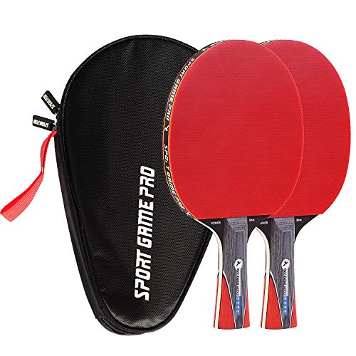Ping Pong Paddle with Killer Spin + Case for Free - Professional Table Tennis Racket for Beginner and Advanced Players - Improve Your Ping Pong Skills with JT Ping Pong Paddle Set - color: Dark red
