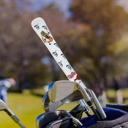 Golf Alignment Stick Cover Hot Dog Design Premium Leather Golf Cover for Alignment Stick Holds 2 Sticks, White