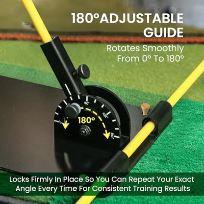 Amy Sport Golf Practice Plate with 180° Adjustable Guide, Durable Metal Plane Trainer Aid for Aiming Putting Swing & Golf Teaching, Stable Training Aid Alignment Stick Base for All Levels