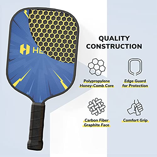 Helium Pickleball Paddle for Kids – Child Size Paddle for Children 12 and Under, Lightweight Honeycomb Core, Graphite Strike Face, Pickleball Paddle & Drawstring Bag - POW! - style: 1 Paddle Set