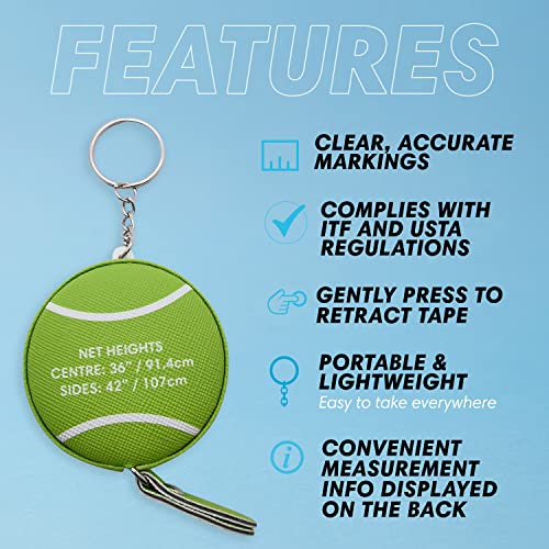Scoring Right Net Checker Tennis Net Height Measuring Tape and Keyring - color: Green