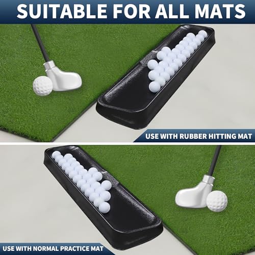 Commercial-Grade Golf Ball Tray for Practice Mat, 100-Ball Golf Ball Holder with 5 Drainage Holes, High-Strength Plastic Base, All-Weather Golf Accessories for All Hitting Mats