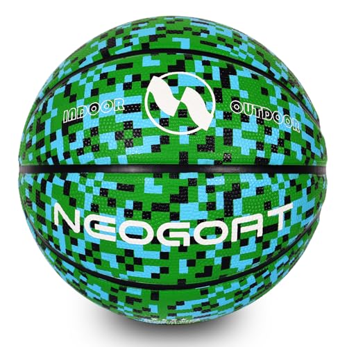 Kids Toddler Youth Size 3/4/5 Basketball 22/25.5/27.5",Durable High-Bounce Thickened Rubber Youth 25.5/27.5" Basketball Size 3/4/5 for in & Outdoor Play, for Boys & Girls Gifts(Deflated) - color: Green Mosaic-Thickened Rubber-Without Pump, size: Size 4 Ki