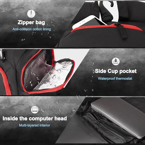 LARIPOP Basketball Backpack with Ball & Ventilated Shoe Compartment Insulated Pockets for Men Youth Training - color: Red