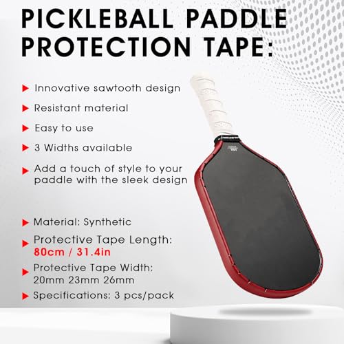 PICKLETECH Pickleball Paddle Protection Tape - Paddle Head Edge Guard - Racket Edge Protection Tape -Fit Perfectly Curved Edge -No Wrinkling - color: Burgundy, size: Width 20mm
