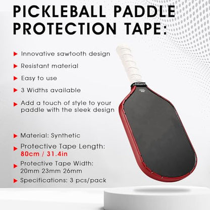 PICKLETECH Pickleball Paddle Protection Tape - Paddle Head Edge Guard - Racket Edge Protection Tape -Fit Perfectly Curved Edge -No Wrinkling - color: Burgundy, size: Width 20mm