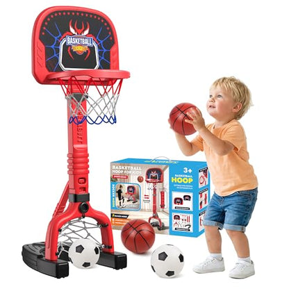 Toddler Basketball Hoop, Easy Score Baby Kids Basketball Hoop & Soccer Goal for Indoor Outdoor Play, Adjustable Height 2–4.4 ft, Birthday Gifts Spiderman Toys for Toddlers Age 1 2 3 4 5