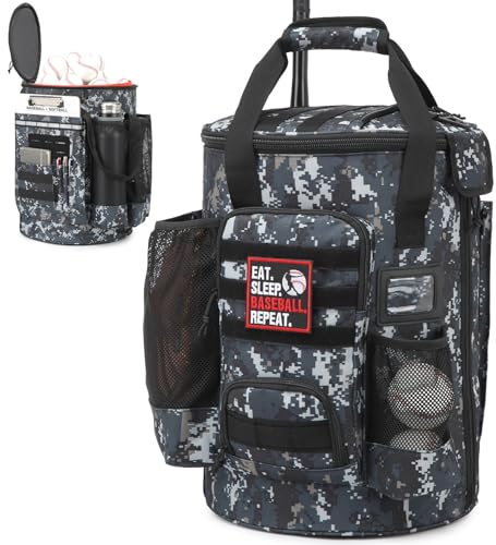 Baseball Bucket Bag 6 Gallon Bucket Cover Organizer w/Padded Seat tactical Softball Coaches Bag for Balls, Bat, Gloves, Scoreboards