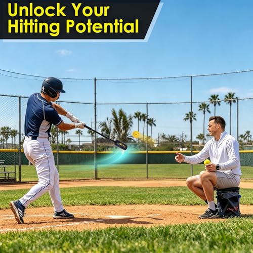 Baseball & Softball Rope Swing Trainer with Soft Training Balls, Hitting Training Aid for Bat Speed, Timing & Hand-Eye Coordination, Solo Practice Equipment for Youth & Adults