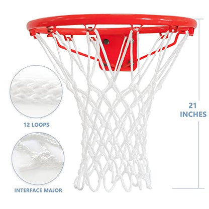 Basketball Net Outdoor, 2025 Upgrade All Weather Anti Whip Basketball Net Replacement -12 Loops - style: White