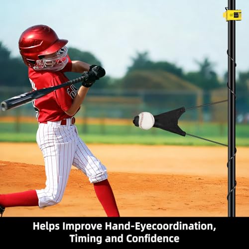 Batting Swing Trainer for Baseball and Softball, Portable Baseball Hitting Trainer, Solo Training Equipment for Beginners to Pros, Easy to Setup