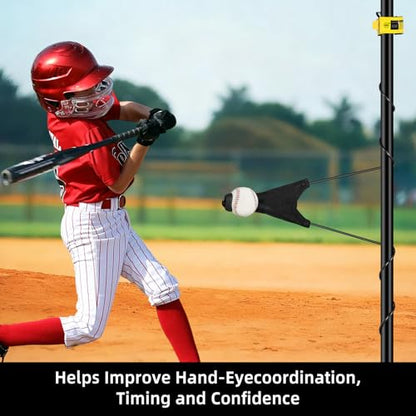 Batting Swing Trainer for Baseball and Softball, Portable Baseball Hitting Trainer, Solo Training Equipment for Beginners to Pros, Easy to Setup