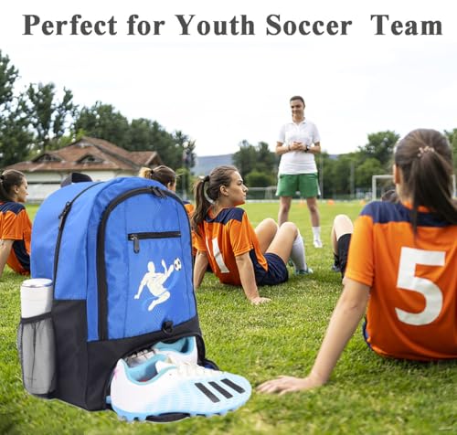 Soccer Ball Bag-Backpack for Basketball,Volleyball with Cleat Shoes and Ball Compartment for Sports Team,Trainning - color: Brighten Blue