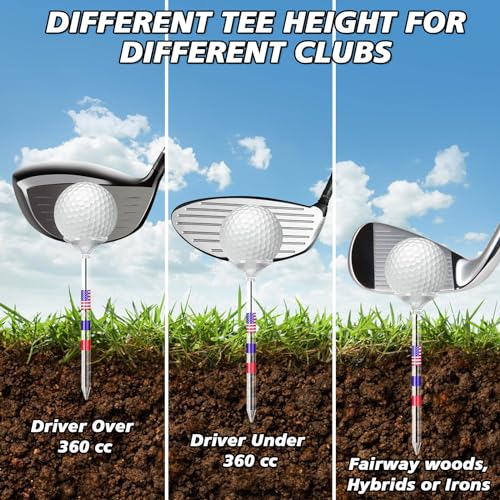 Plastic Golf Tees 3 1/4'', 50 Pack - Unbreakable Tees with Cup 6 Prongs/8 Prongs, Reduces Friction & Side Spin, Long Golf Tees Bulk for Men, Essential Golf Accessories