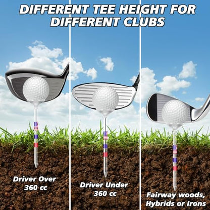 Plastic Golf Tees 3 1/4'', 50 Pack - Unbreakable Tees with Cup 6 Prongs/8 Prongs, Reduces Friction & Side Spin, Long Golf Tees Bulk for Men, Essential Golf Accessories