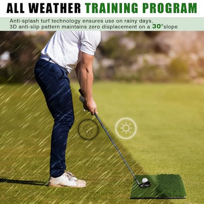 Premium Golf Hitting Mat, 10mm Foam Padding with Rubber Backing Golf Mat, Golf Practice Mat for Indoor and Outdoor Training - style: Larger Dual-Turf Mat