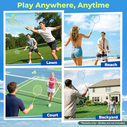 AboveGenius Badminton Rackets Set of 2, Lightweight Badminton Set for Outdoor Backyard Games, Portable Racquet for Family Beginners Adults and Teens