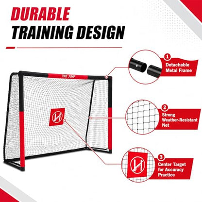 Soccer Goal for Backyard,6x4/8x5/10x6.5/12x6.5ft Metal Soccer, Soccer Goal for Kids 8-12, Soccer net with Zipper Design, Easy Assemble, Weatherproof Foam Padded Goal Post, Adults