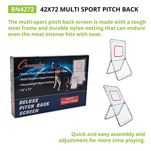 Champion Sports Pitchback Net & Rebounder – Baseball & Softball Multi-Sport Training Screen with Strike Zone Target - style: Multisport Pitchback Screen
